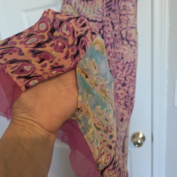 Vera Wang Breezy Sleeveless Tunic | L | High / Low | Multi color print | EUC - Picture 7 of 8